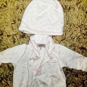 Adorable Girls Armani Baby Suit, Hat, & Blanket
